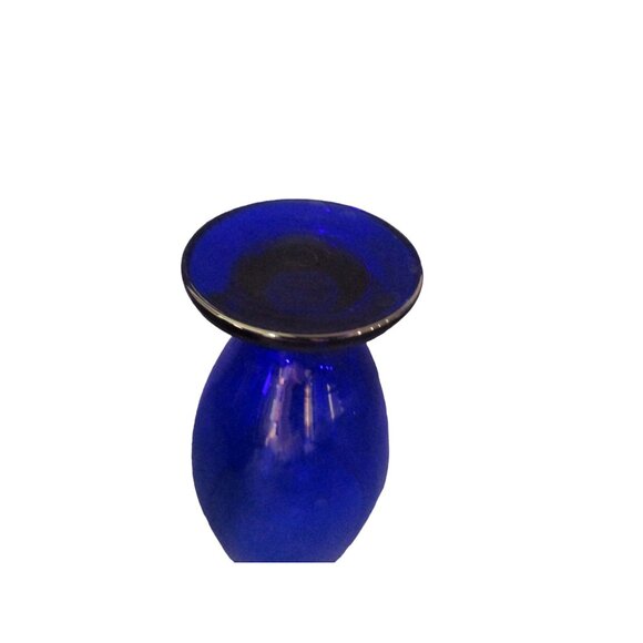 Vintage Cobalt Blue Glass Footed Goblets Set of 2 EUC Unmarked - Picture 12 of 12